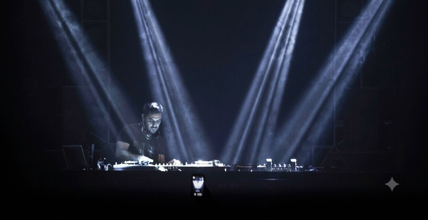 DJ MA bajo luces de escenario