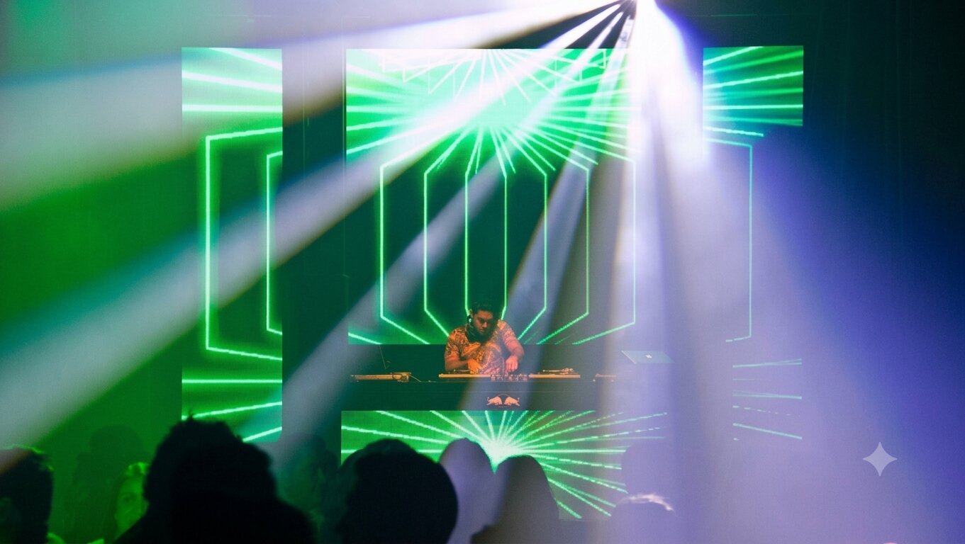 DJ MA en escenario con luces láser